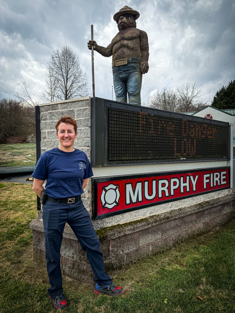 Zoe Schechter is a volunteer fire fighter at the Murphy Fire Department in Murphy, North Carolina